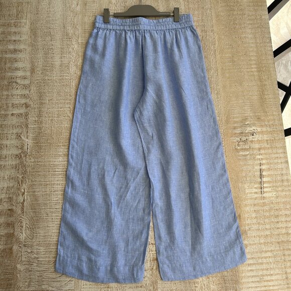 J.Crew Blue Wide Leg Seaside Linen Cropped Pant Trouser Size S - Picture 13 of 13